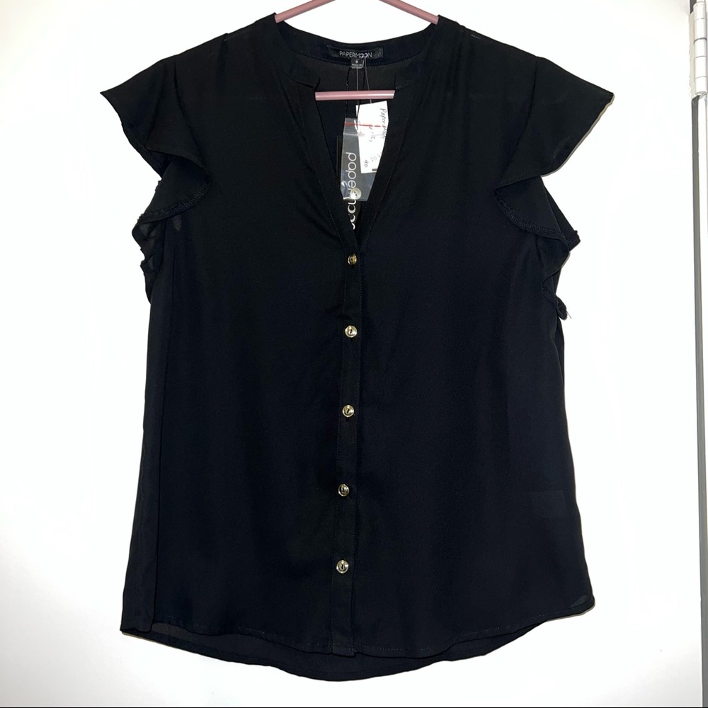 Papermoon Black Button Up Blouse